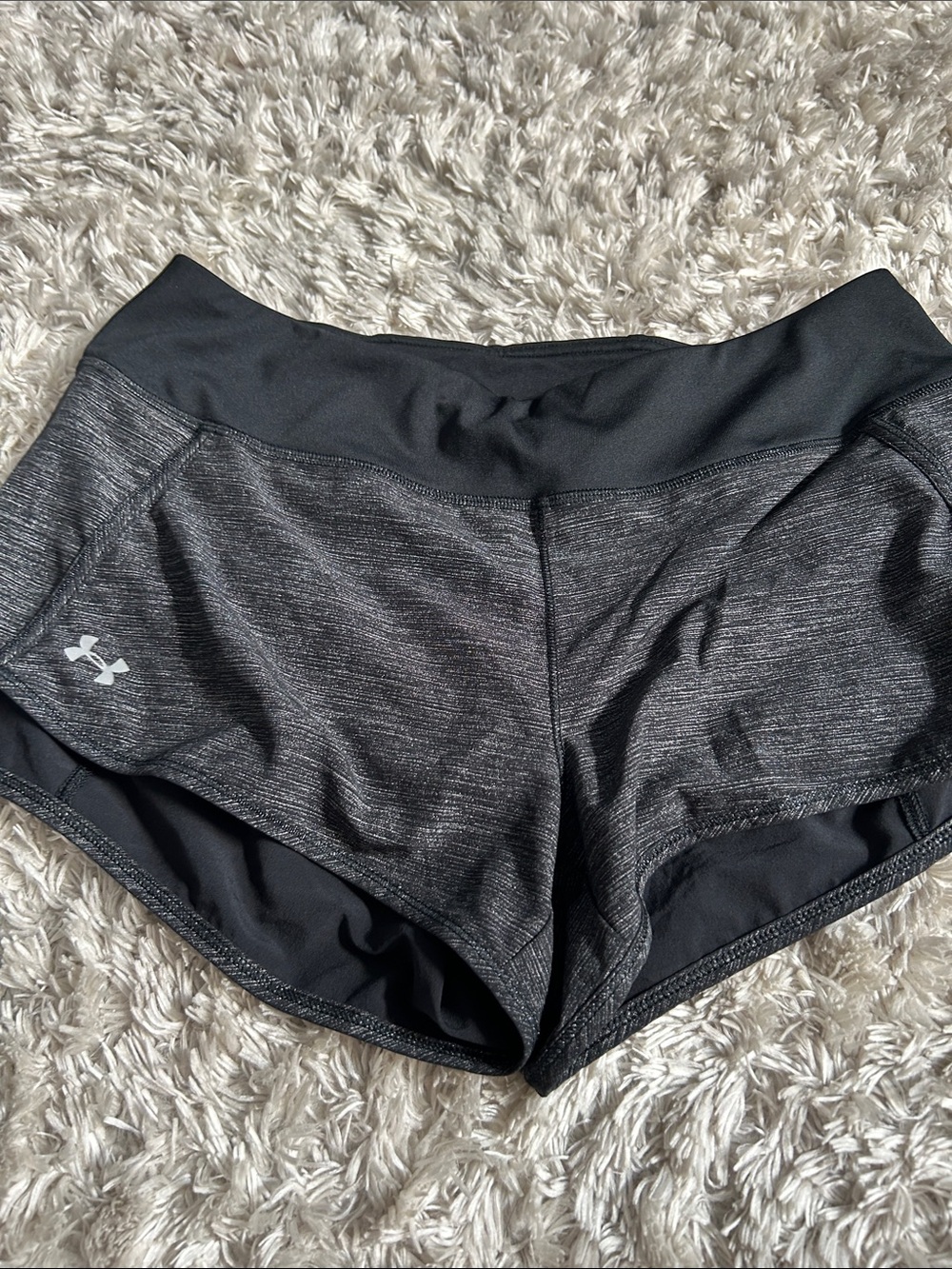 Under Armour Women's Sparkle Black Heather Athletic Running Shorts